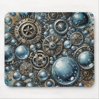 Mousepad Aquarela Bolhas e Engrenagens Steampunk