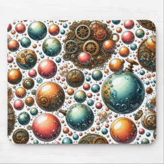 Mousepad Aquarela Bolhas e Engrenagens Steampunk