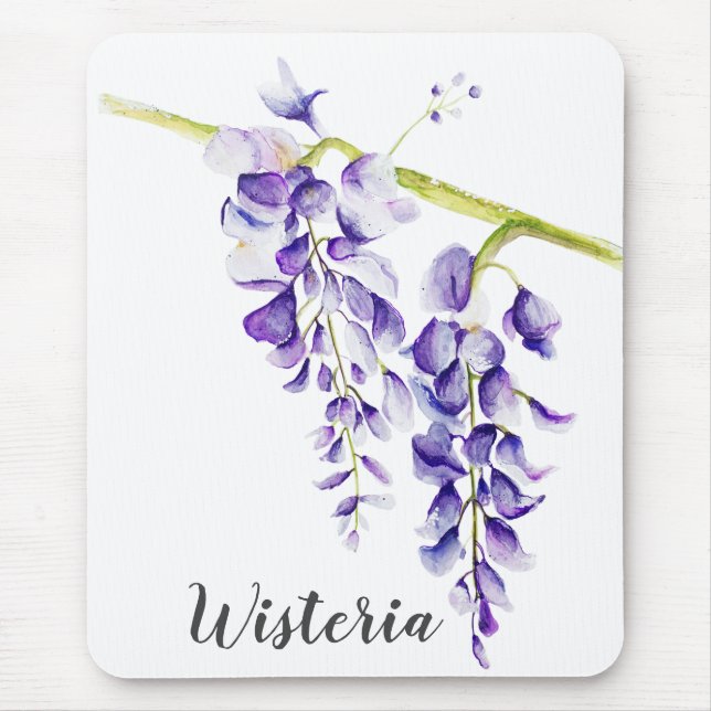 Mousepad Aquarela Botânica Wisteria (Frente)
