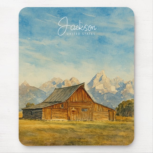 Mousepad Aquarela de Jackson Hole | Viagem pela Arte de Gra (Frente)