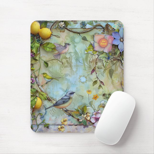 Mousepad Aquarela de Limões e Azulejos (Com mouse)