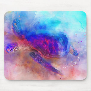 Mousepad Aquarela de Tartaruga marinha havaiana