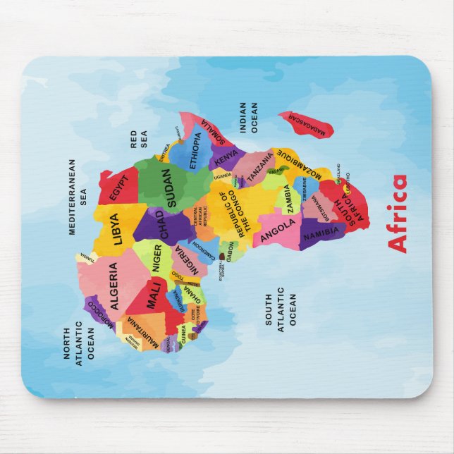 Mousepad Aquarela do mapa africano (Frente)