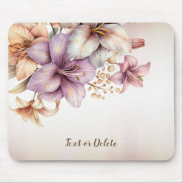Mousepad Aquarela Flores Cor-de-Obra Elegante Na moda