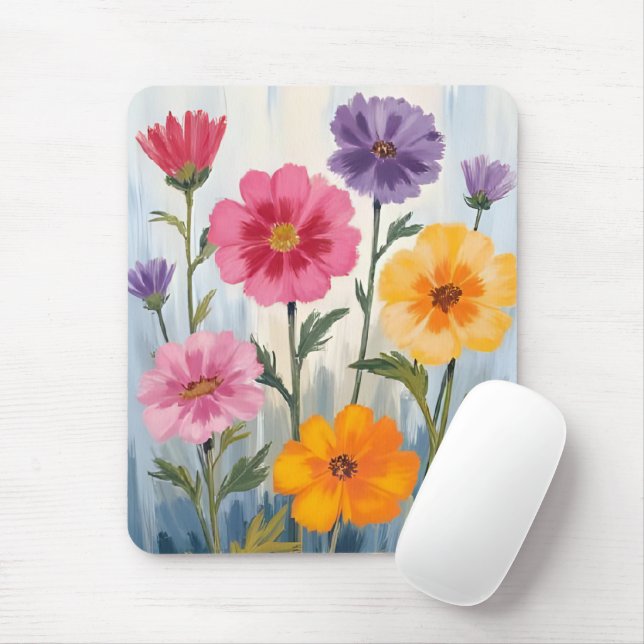 Mousepad Aquarela Flores Silvestres | Pintura de Campo de F (Com mouse)