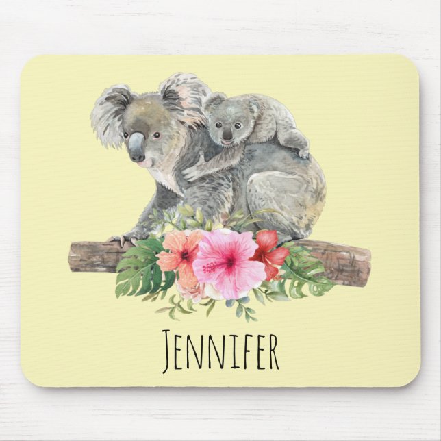 Mousepad Aquarela Koala Urte Linda Mãe e Bebê (Frente)