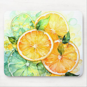 Mousepad Aquarela Limão Laranja Lima Botânica Cozinha