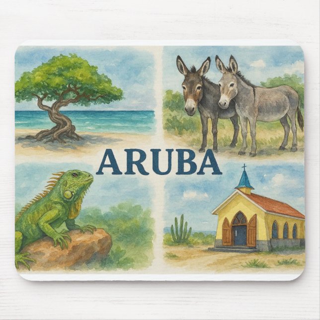 Mousepad Aquarela multiview de Aruba (Frente)