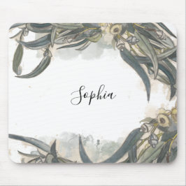 Mousepad Aquarela Personalizada Eucalyptus deixa verde