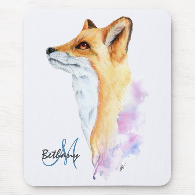 Mousepad Aquarela Raposa Vermelha Personalizada (Frente)