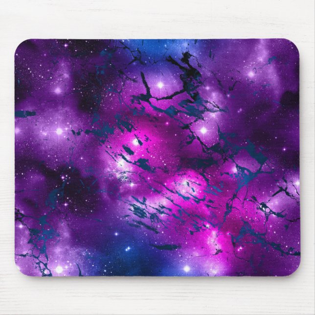 Mousepad Aquarela Rosa, Roxo e Azul Galáxia Mármore (Frente)