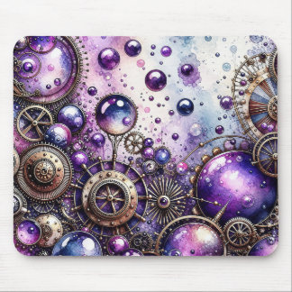 Mousepad Aquarela Steampunk Bolhas & Engrenagens