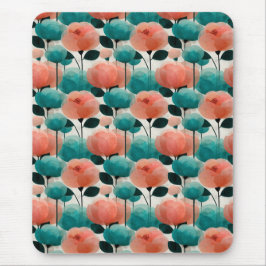 Mousepad Aquarela Vintage Rosa e Verde Floral