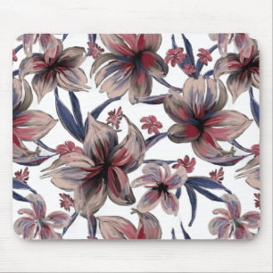 Mousepad Aquarelas Crimson Floral em Branco