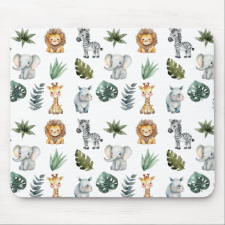 Mousepad Aquarelas - Quarelas Adoráveis Bebês Safari