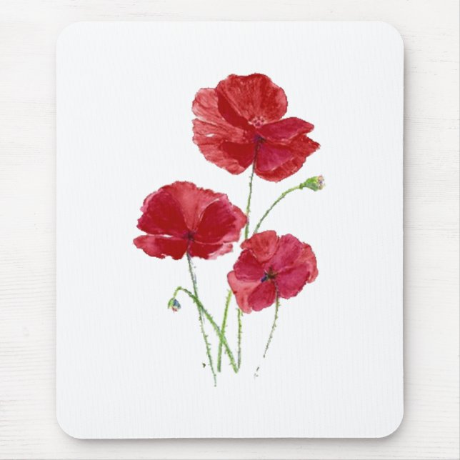 Mousepad Aquarelas Red Poppy Garden Flor Arte Floral (Frente)