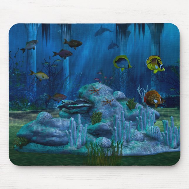 Mousepad Aquário Digital 3D do Mar Profundo (Frente)