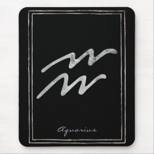 Mousepad Aquarius martelava prata estilizada símbolo astro