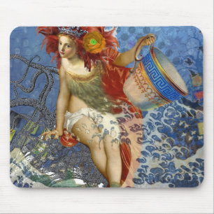 Mousepad Aquarius Mermaid Gótica Arte Azul