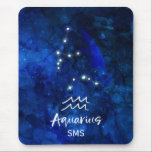 Mousepad Aquarius Zodiac Constelação Azul Galáxia Monograma<br><div class="desc">Aquário Zodiac Constelação Azul Galáxia Monograma Design. Com a tenda de Letra de Escuridão Bruta, textura celestial azul escura de fundo, constelação de estrelas brilhantes e o símbolo da Barreira de Água. Moderno Sinal Astrológico Horoscópio de Nascimento, é perfeito para qualquer Aniversário Aquário de 20 de janeiro a 18 de...</div>