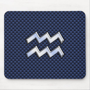 Mousepad Aquarius Zodiac - Sinal de Fibra Azul Real de Carb