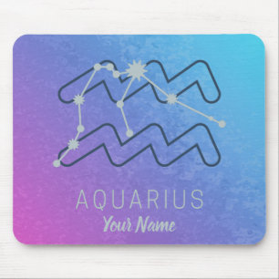 Mousepad Aquarius Zodistar Sinal Watercolor Horoscope