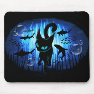Mousepad Aquático - Gato Surreal em Fantasia no Oceano Pro