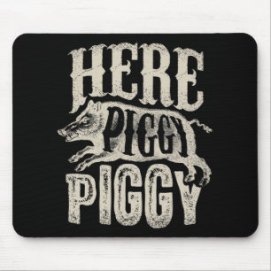Mousepad Aqui Piggy Boar Caçando Vintage Pig Hun