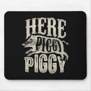 Mousepad Aqui Piggy T Shirt Boar Caçando Porco Vintage