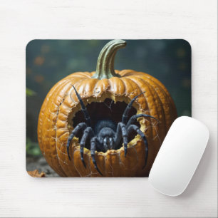 Mousepad Aranha Preta Saindo de uma Abóbora