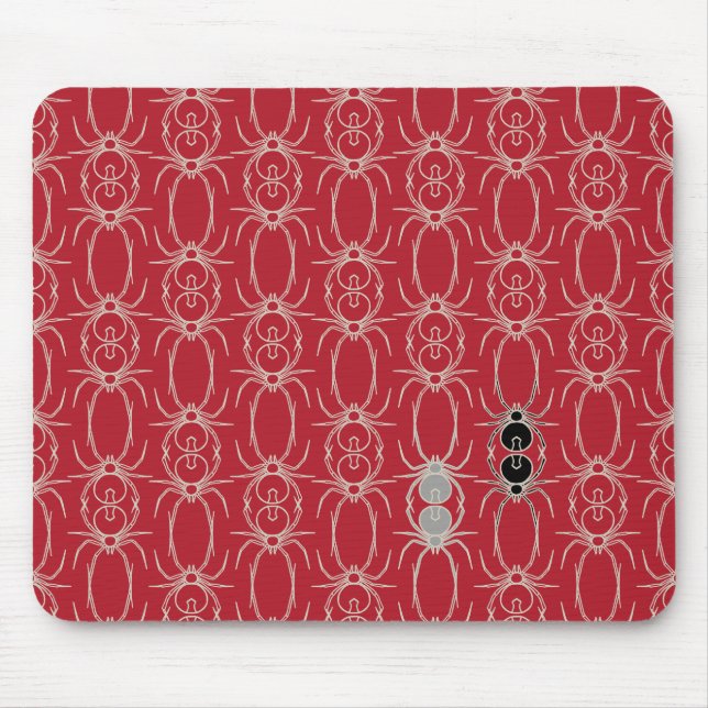Mousepad Aranhas - Vermelho Sanguíneo e Branco Osso (Frente)