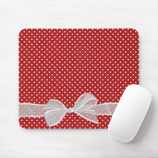 Mousepad Arco Branco Da Folha No Suporte Do Mouse Bolinhas (Com mouse)