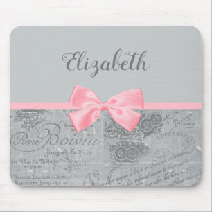 Mousepad Arco Cinza Girly Parisiense Ephemera e Nome