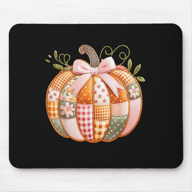 Mousepad Arco Coquette Floral Patchwork Pumpkin Ação de Gra (Frente)