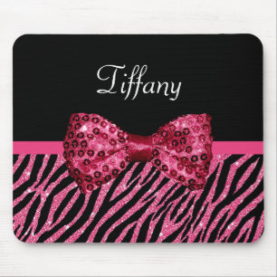 Mousepad Arco cor-de-rosa na moda do Glitz do FALSO do