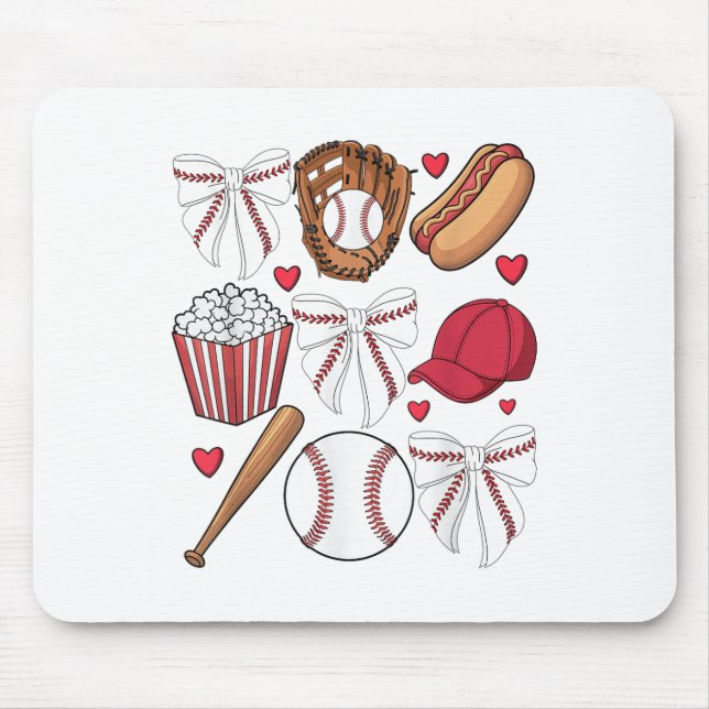 Mousepad Arco de beisebol Coquette Mulheres Meninas Basebal (Frente)