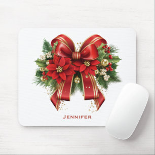 Mousepad Arco de Natal Vermelho e Dourado Festivo