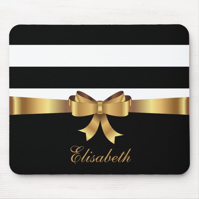 Mousepad ARCO de Ouro Dourado, Black Bold Stripes (Frente)