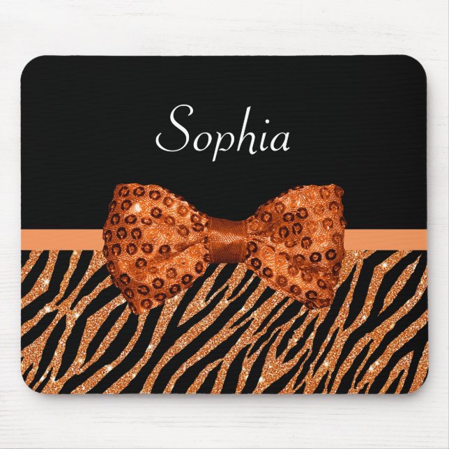 Mousepad Arco e nome alaranjados elegantes do Glitz do (Frente)