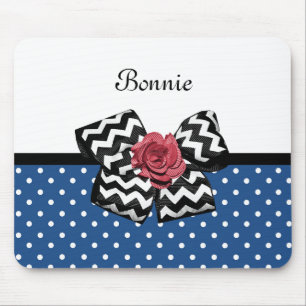 Mousepad Arco e nome do diafrão Rosa vermelha azul-curva Bo