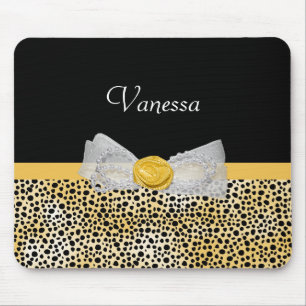 Mousepad Arco e nome do Rico Trendy Yellow Cheetah Impressã