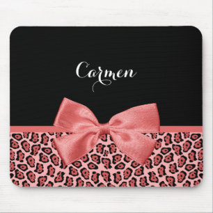 Mousepad Arco Impressão Jaguar preto e coral com nome
