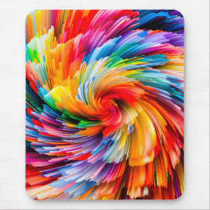 Mousepad Arco-íris Abstrato Vibrante Redemoinho Moderno