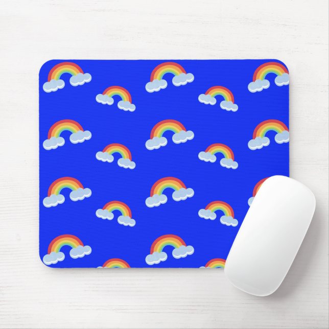 Mousepad Arco-Íris Bonito com Padrão de Nuvens (Com mouse)