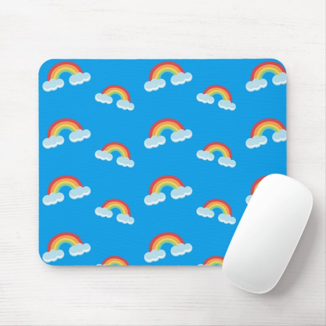 Mousepad Arco-Íris Bonito com Padrão de Nuvens (Com mouse)
