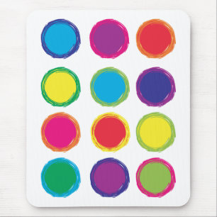Mousepad Arco-Íris Círculo Pintado Azul Cor-de-rosa Amarelo