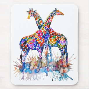 Mousepad Arco-Íris Colorido Cana-d-Água Girafas