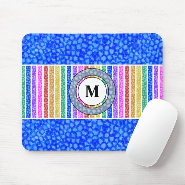 Mousepad Arco-Íris Colorido Strike Blue Watercolor Mosaico (Com mouse)