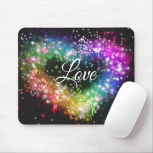 Mousepad Arco-íris cores spray pintura brilhando coração