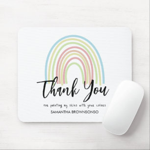 Mousepad Arco-íris de aguarela pastel agradecimento profess